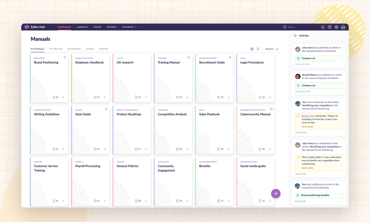 screenshot of Zoho Learn